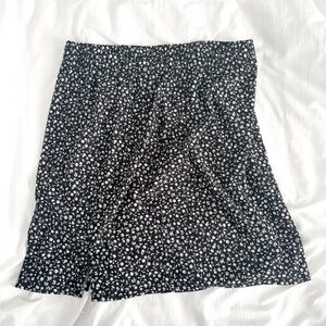 Polly & Esther Black and White Floral A-Line Skirt